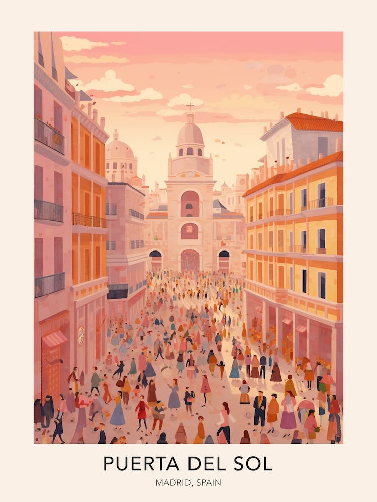 The Puerta Del Sol Madrid Spain Travel Poster
