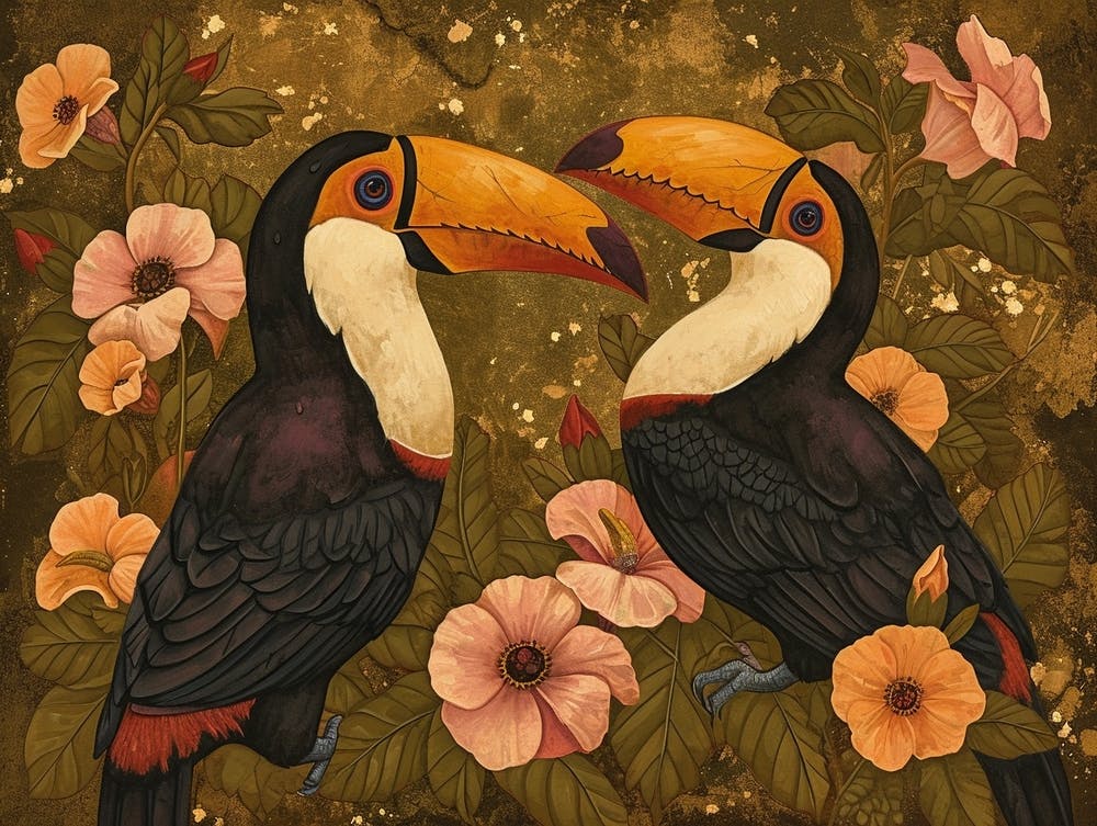 Floral Animal Illustration Toucan 1