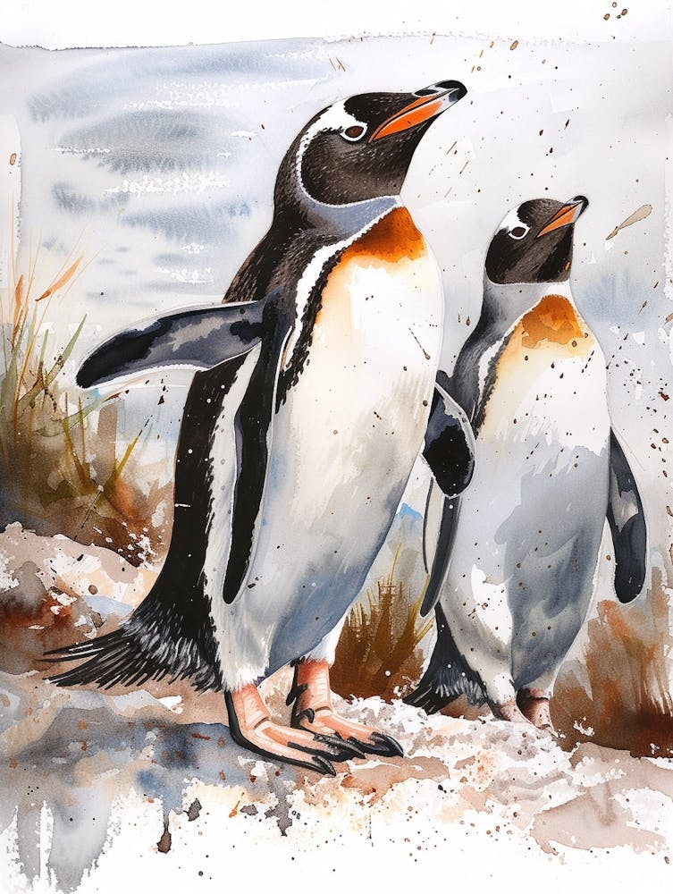 Humboldt Penguin Volunteer Point Watercolour Painting 2