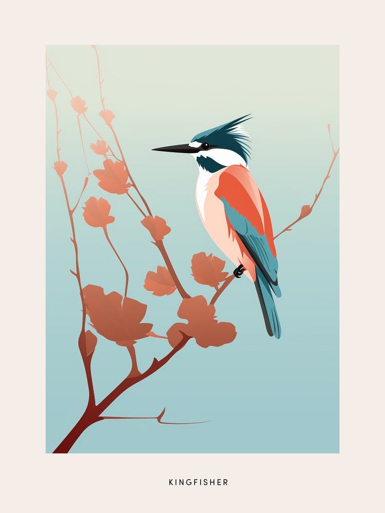 Minimalist Kingfisher 1 Bird Poster