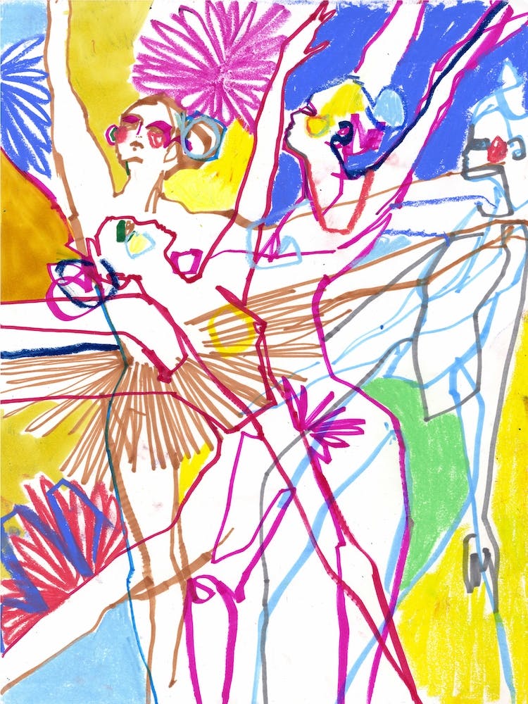 Figurative Multicolour  Dancers