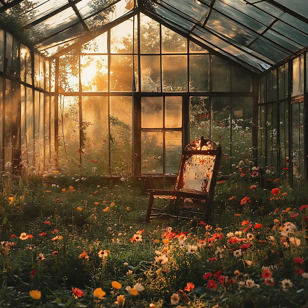 Abandoned Greenhouse Golden Sunset 9