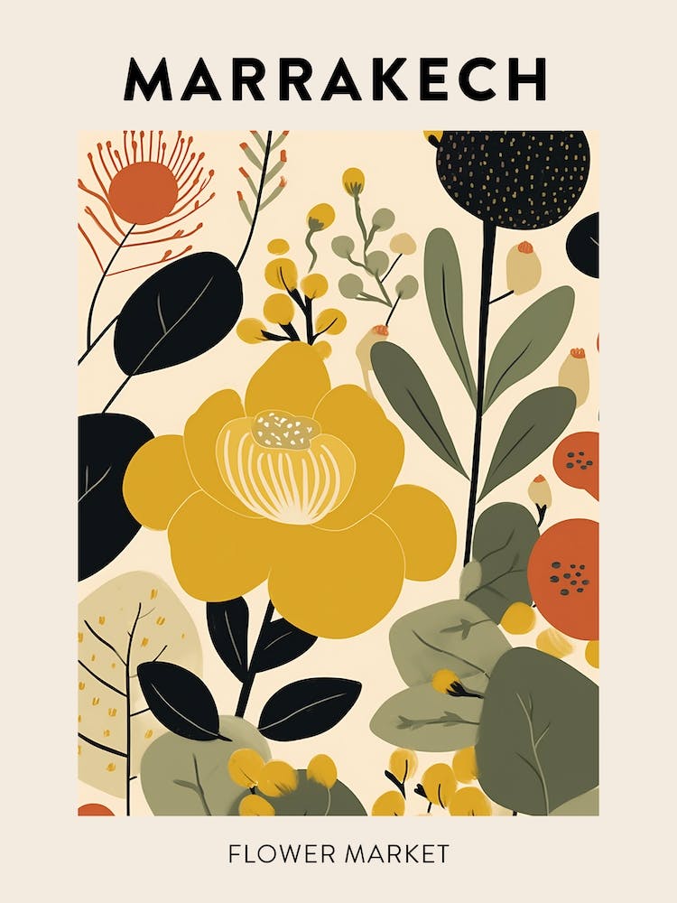 Flower Market Poster Marrakech Morocco