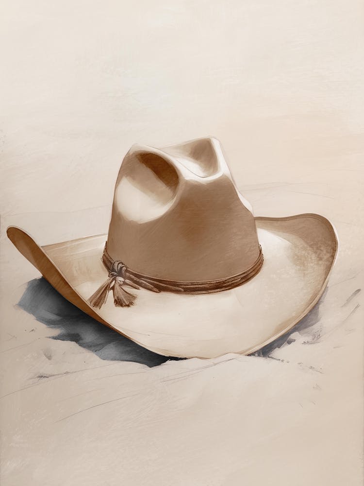 Cowgirl Hat in Brown, Southern Trendy Art