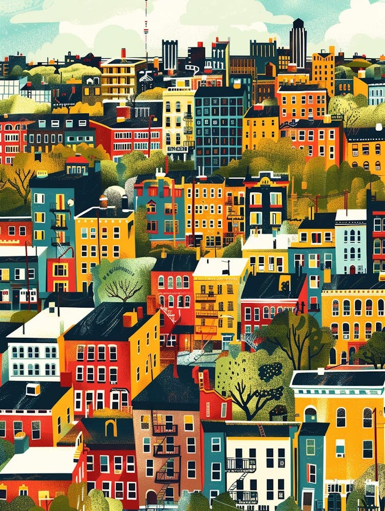 The Bronx New York Colourful Silkscreen Illustration 4