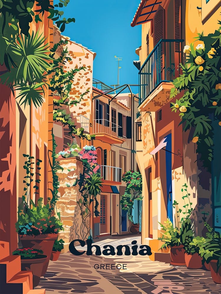 Chania Greece Streetview Digital Travel Art