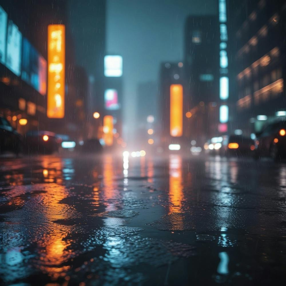 Wet City At Night
