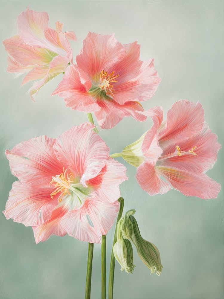 Amaryllis Flowers Acrylic Pastel Colours 4