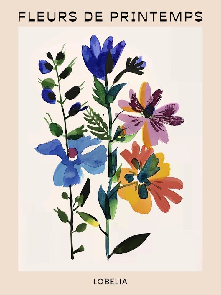 Spring Floral French Poster  Lobelia 1