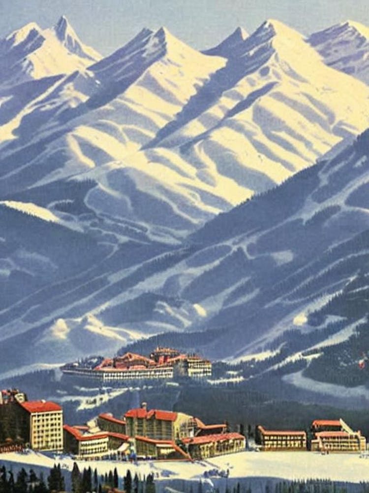 Les Deux Alpes, France Ski Resort Vintage Landscape 1 Skiing Poster