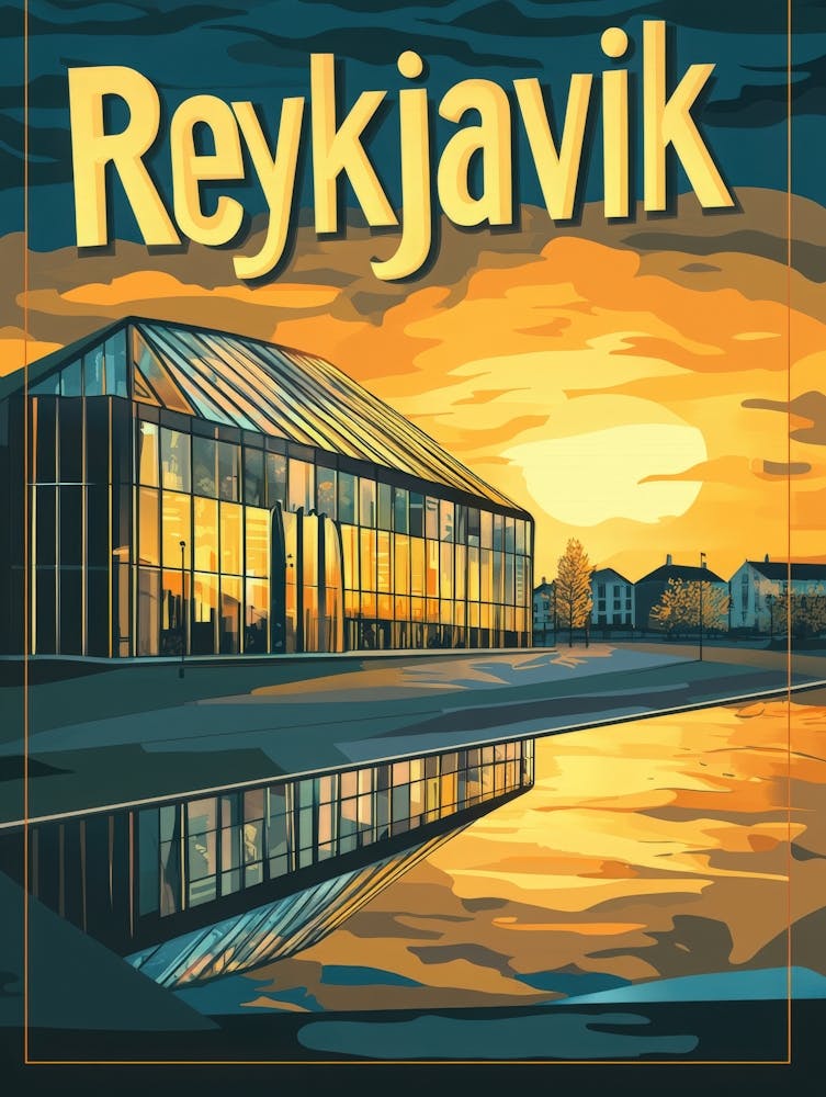 Aihrgdesign A Mid Century Modern Travel Poster For Reykjavik 4