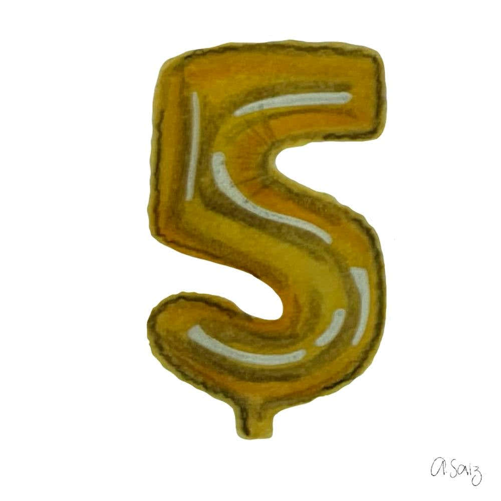 Five Yellow Hellium Balloon