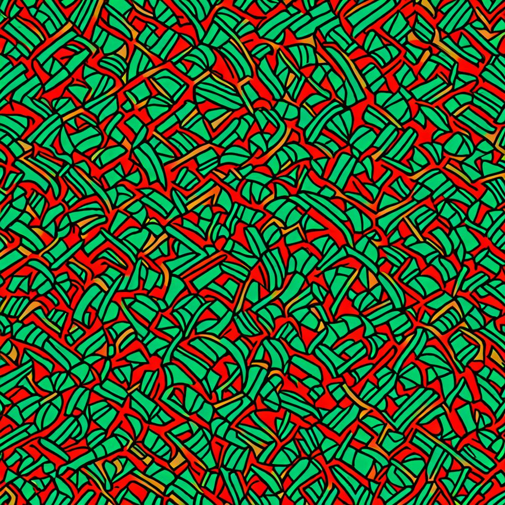 A Pattern Featuring Abstract Geometric Shapes With Edges Rustic Green And Red Colors, Flat Art, 108