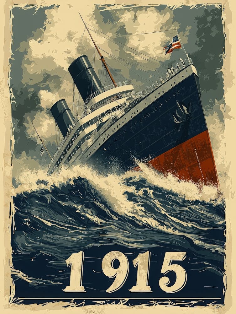 Aihrgdesign A Vintage Historical Poster Of The Rms Lusitania 4