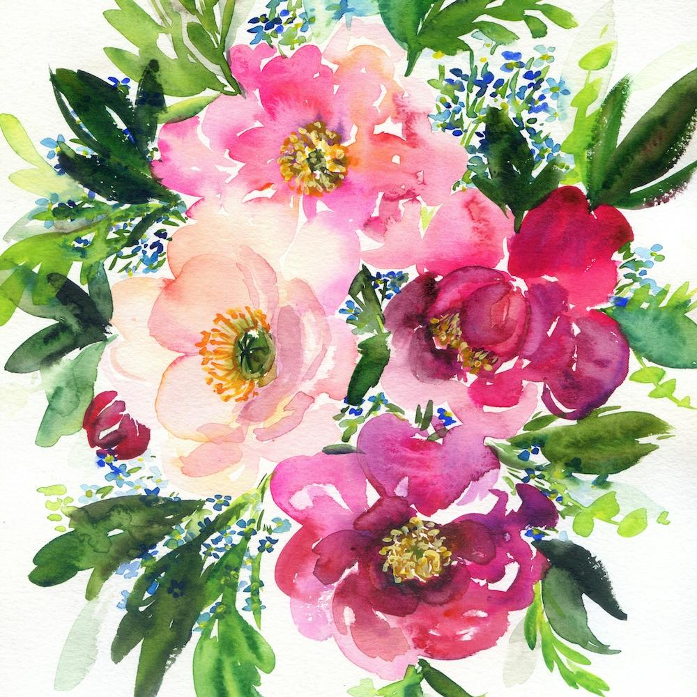 5 Pink Peonies