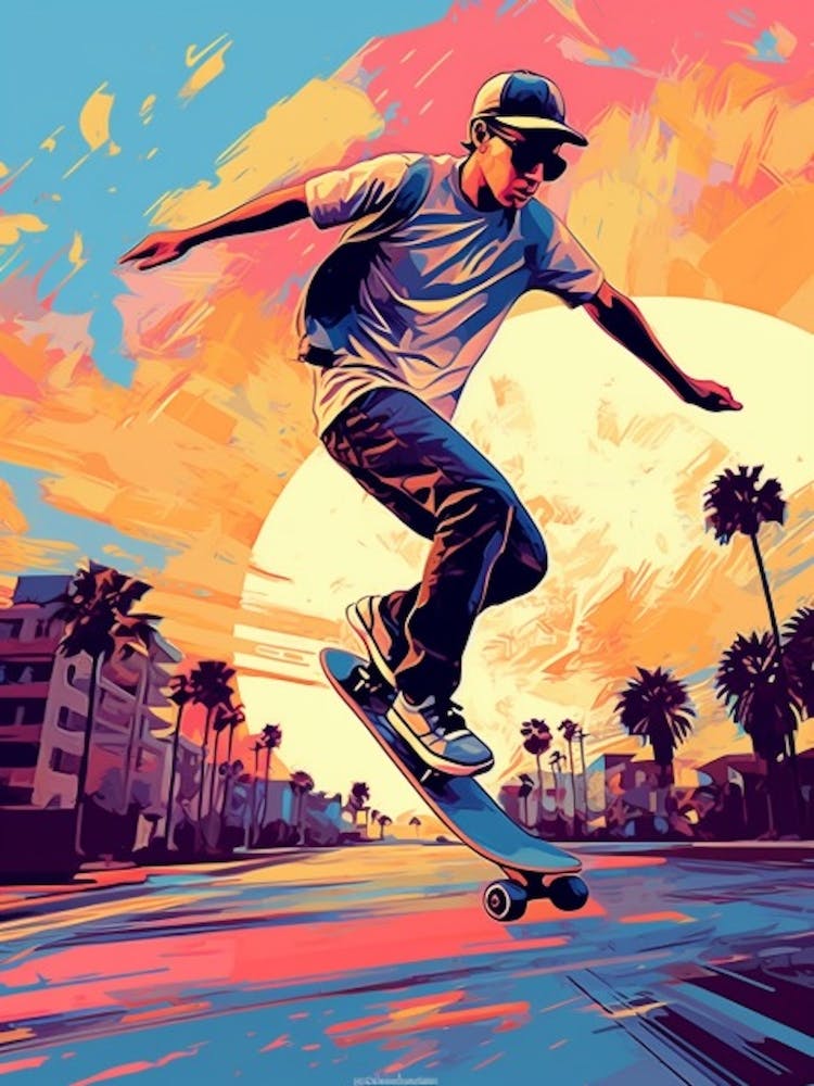 Skateboarding In San Diego, United States Drawing 1
