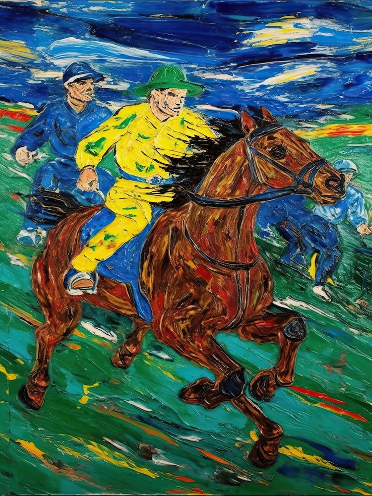 Horse Racing In The Style Of Van Gogh 4