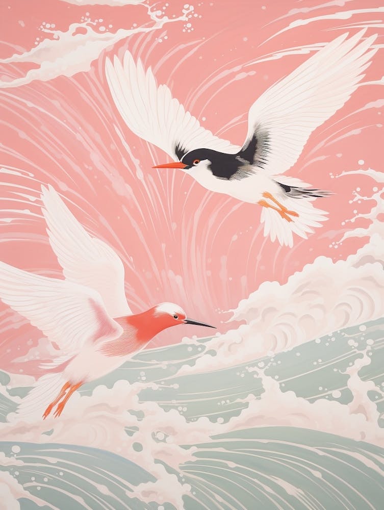 Vintage Japanese Inspired Bird Print Common Tern 2