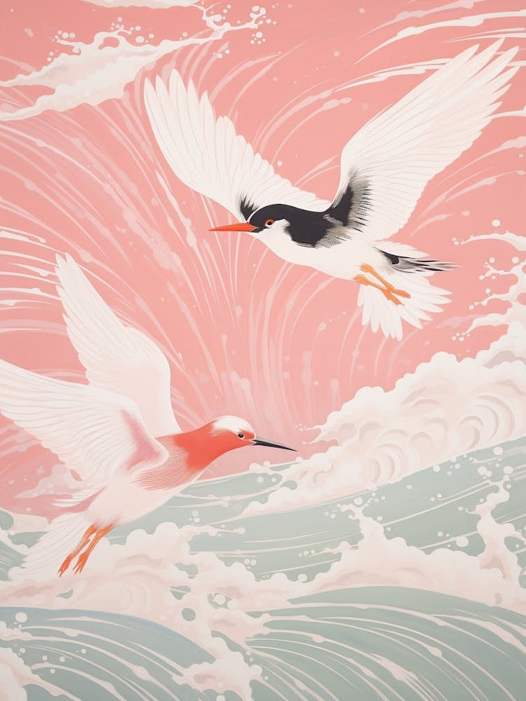 Vintage Japanese Inspired Bird Print Common Tern 2