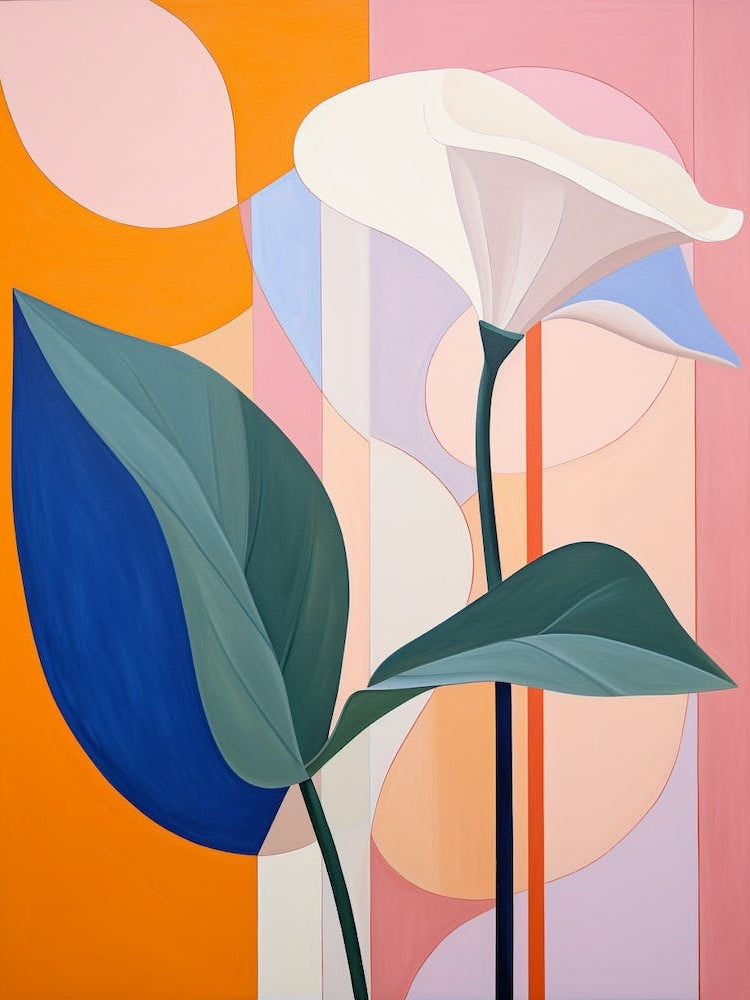 Calla Lily 2 Hilma Af Klint Inspired Pastel Flower Painting