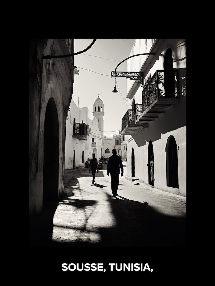 Poster Of Sousse, Tunisia,, Mediterranean Black And White Photography Analogue 4