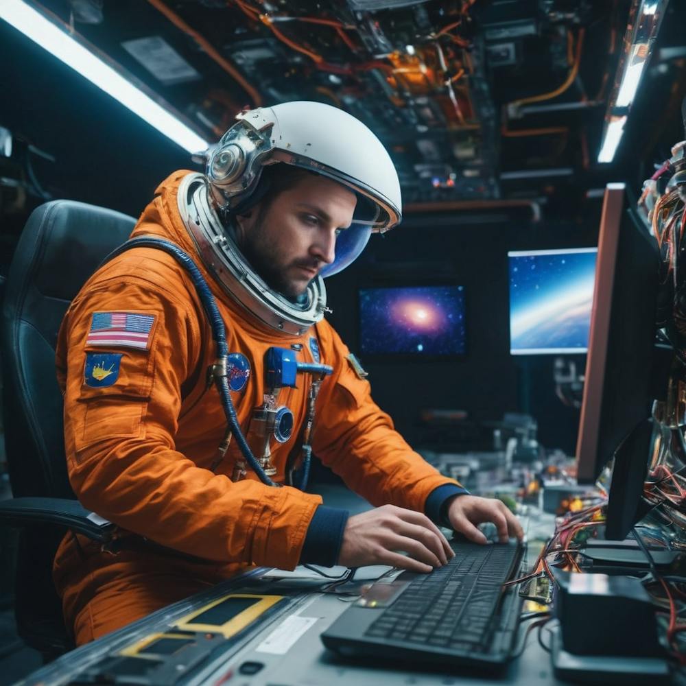 Astronaut Working On Computer
