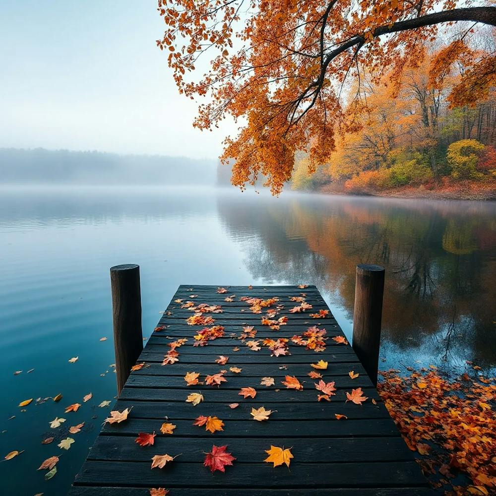 Autumn Leaves On The Dock
