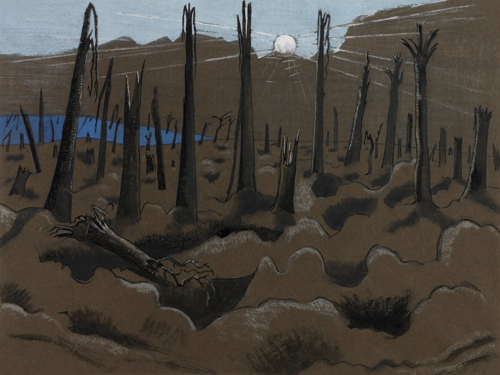 Sunrise, Inverness Copse (1918), Paul Nash