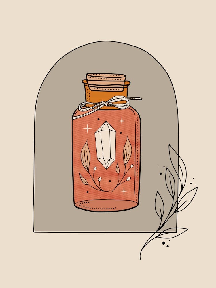 Kristall in einer Flasche