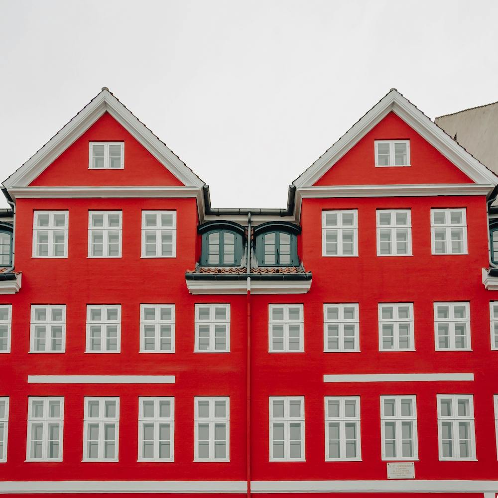 The Red And White Danish House Square