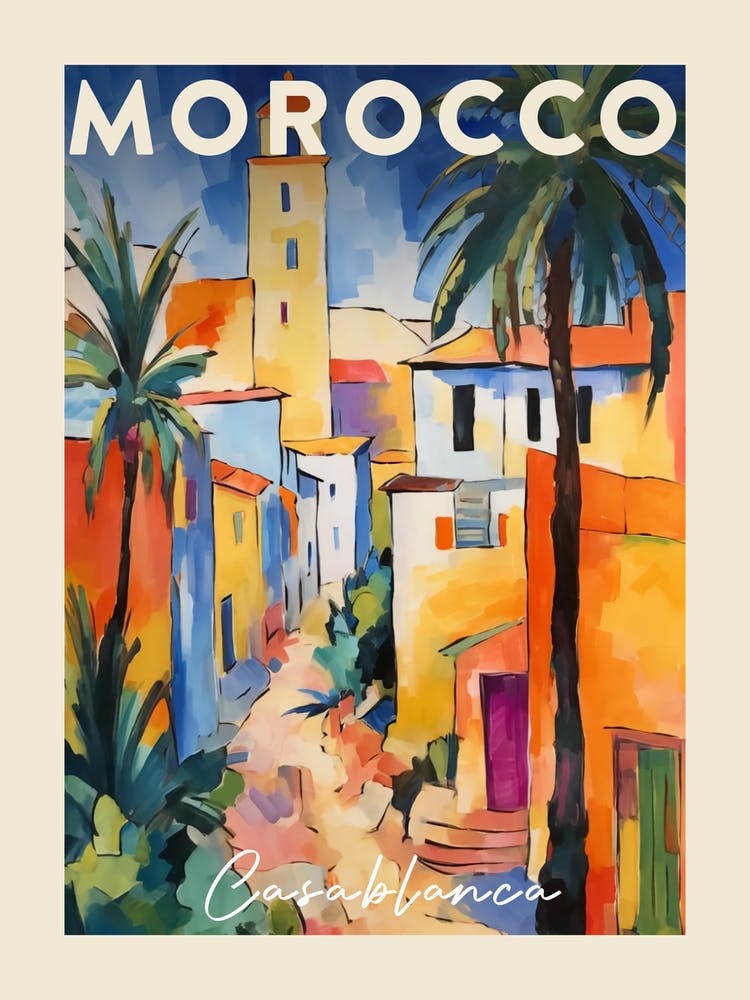 Casablanca Morocco 1 Fauvist Painting  Travel Poster