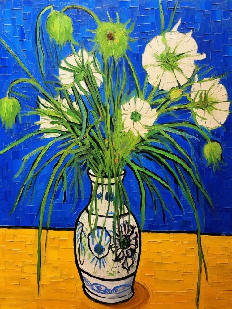 Flowers In A Vase Still Life Painting Love In A Mist Nigella 3