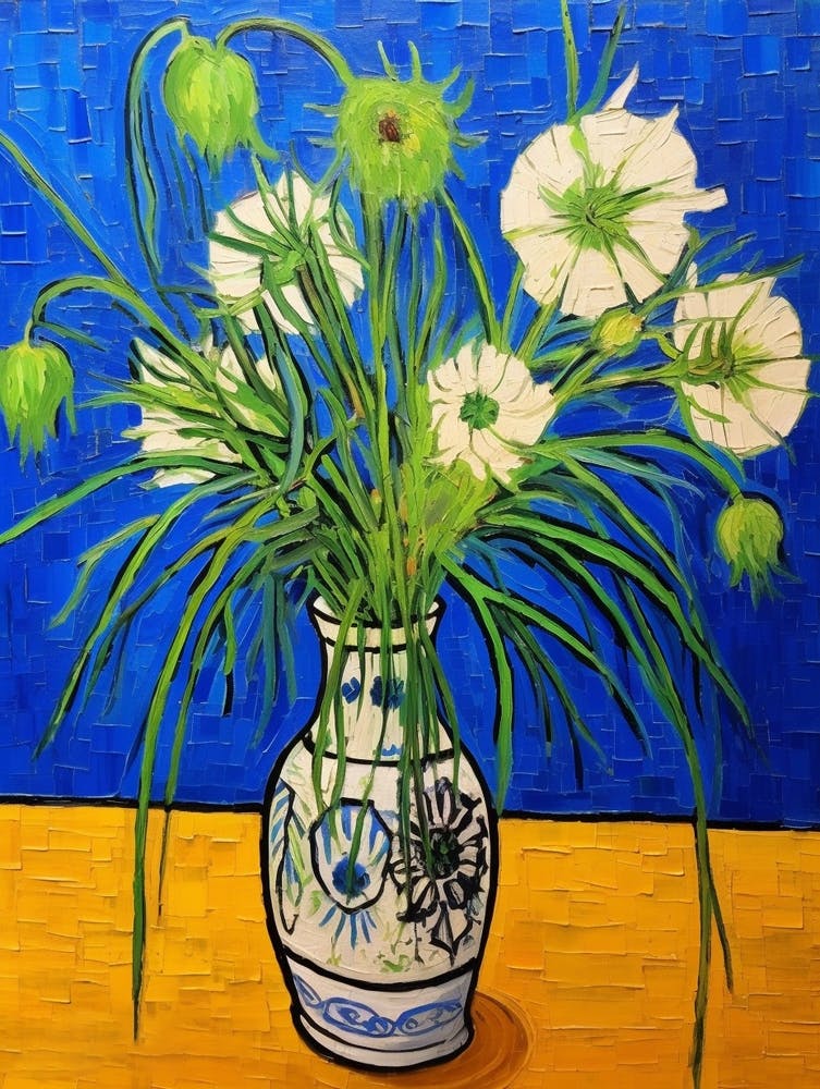 Flowers In A Vase Still Life Painting Love In A Mist Nigella 3