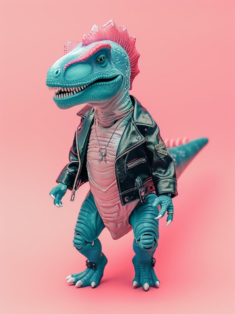 Punky Dinosaur In A Leather Jacket 3