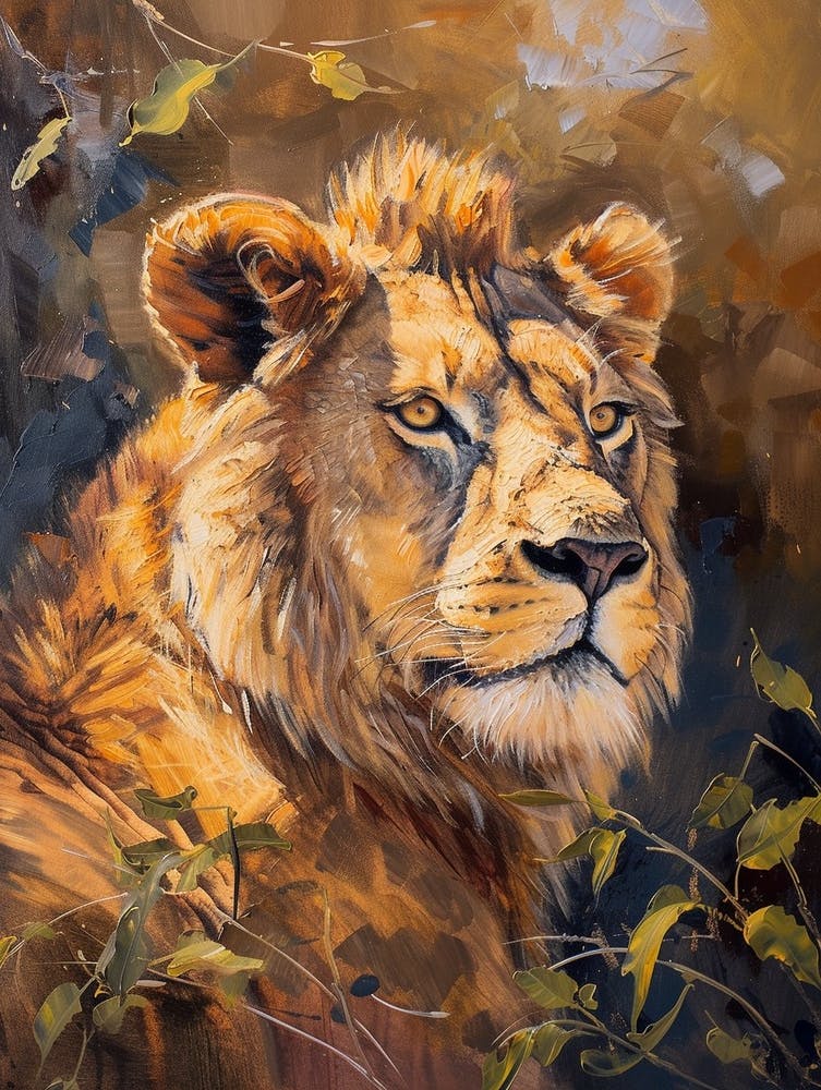 African Lion Symbolic Imagery Acrylic Painting 3