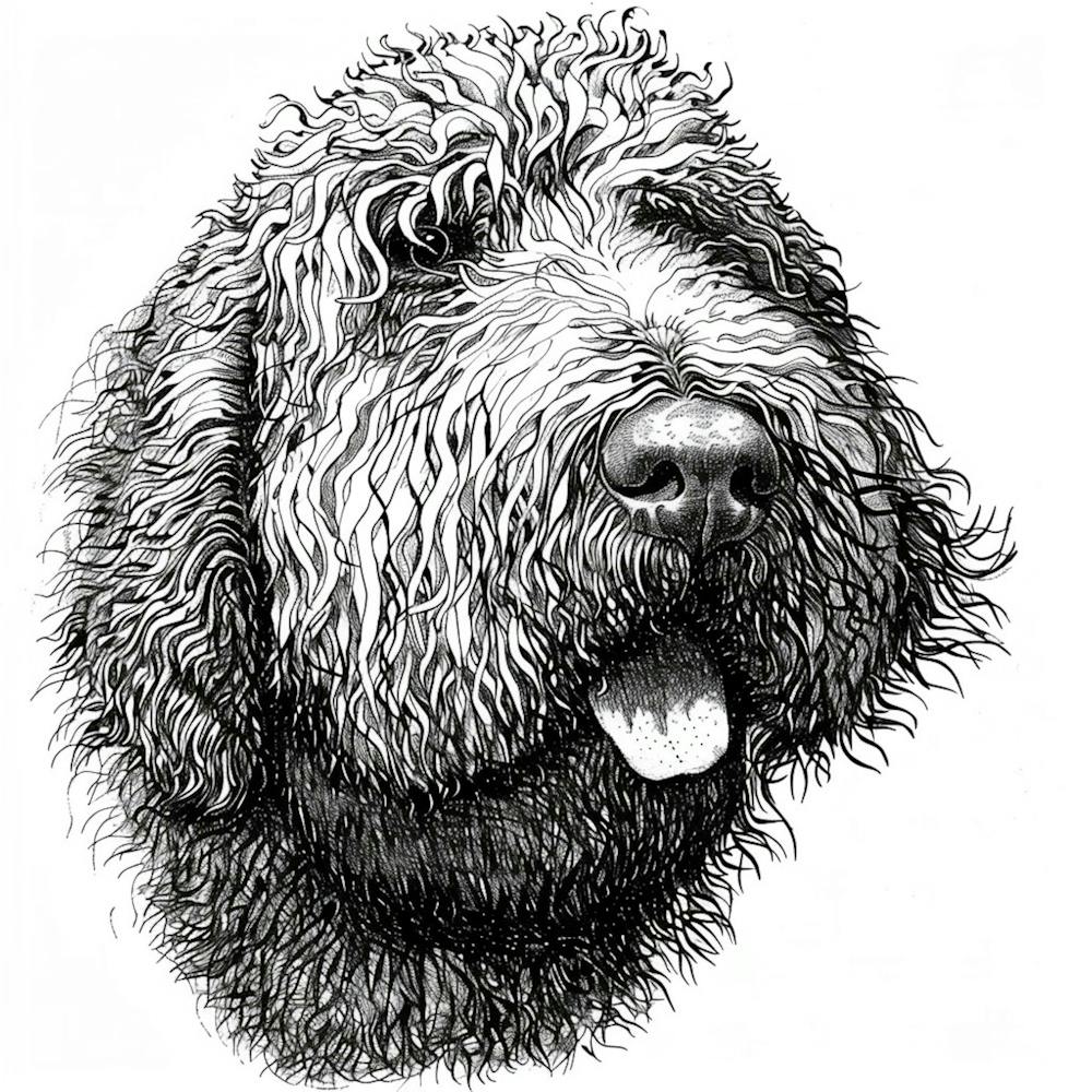 Komondor Dog Line Sketch 2