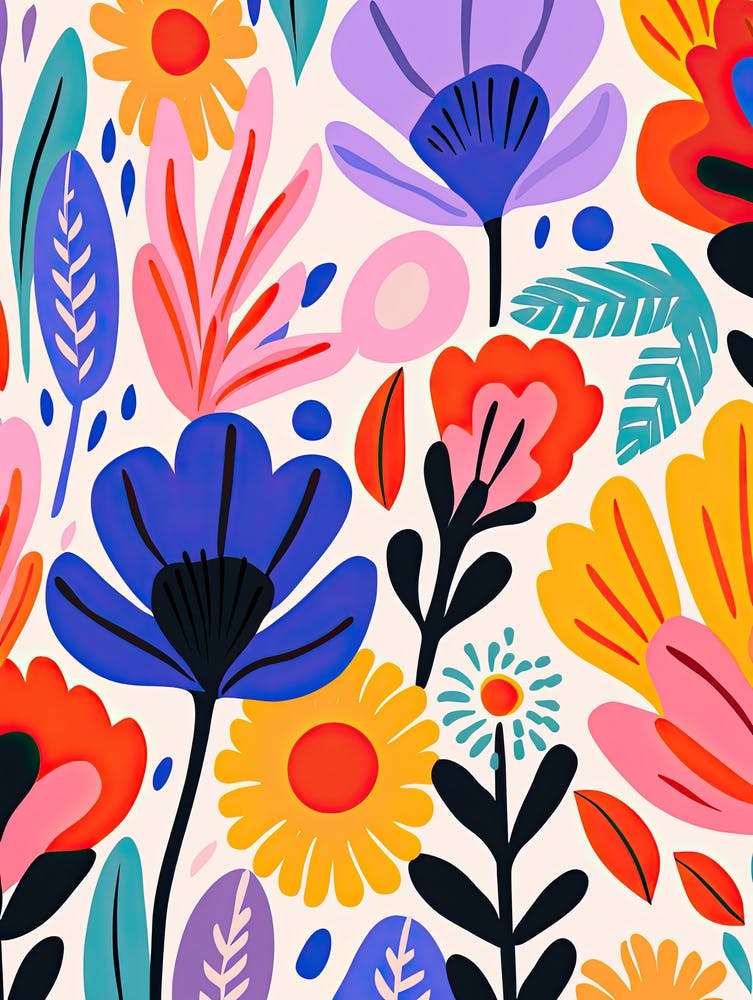 Petal Ballet; Matisse Style Whimsical Dance