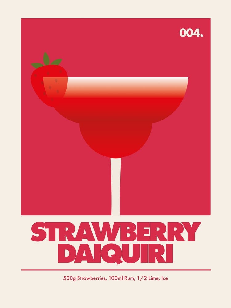 Erdbeer-Daiquiri, Cocktail-Kunstdruck (Tiefrosa)