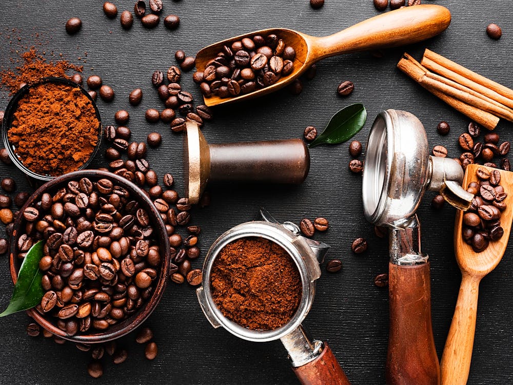 Coffee Beans And Spices— coffee poster, kitchen art print, kitchen wall decor, coffee quote, motivational poster 1