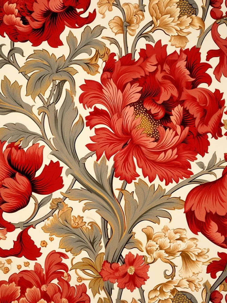 Wallpaper With Red Flowers