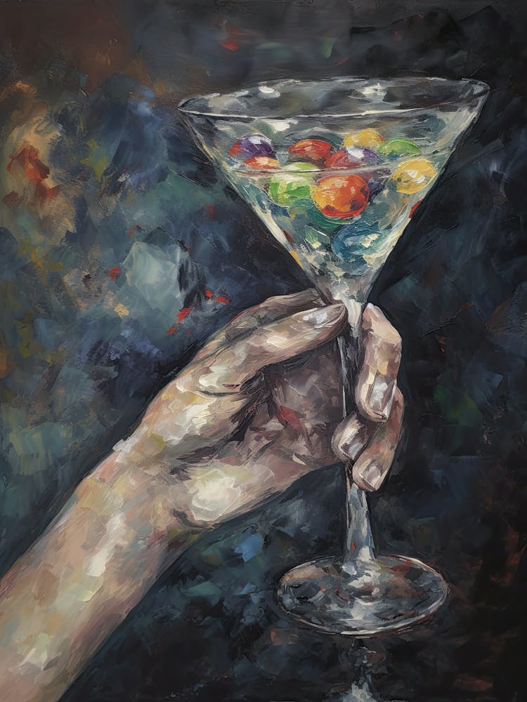 Painting  Of A Hand Holding A Martini