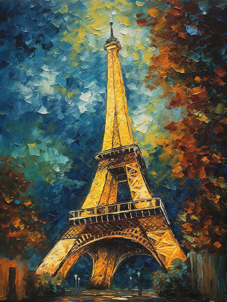 Eiffel Tower Paris France Vincent Van Gogh Style 9