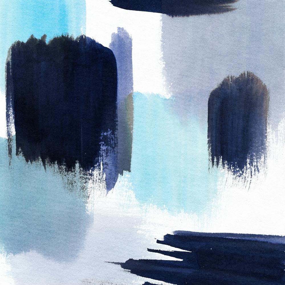 Watercolor Indigo Strokes Square