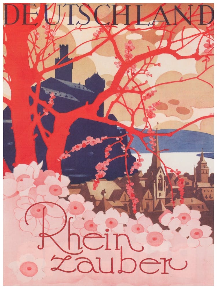 Rhin, Allemagne, Affiche de Voyage Vintage