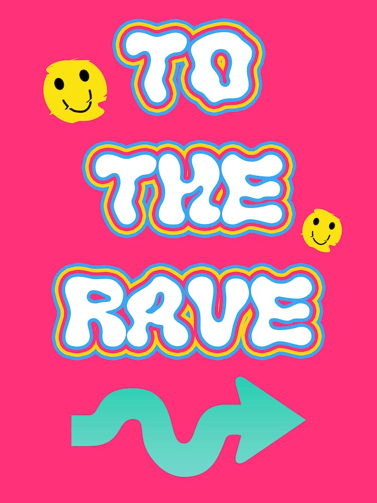 To The Rave Pink Green Print