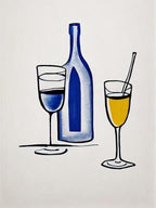 American Sparkling Wine Picasso Line Drawing Cocktail Poster