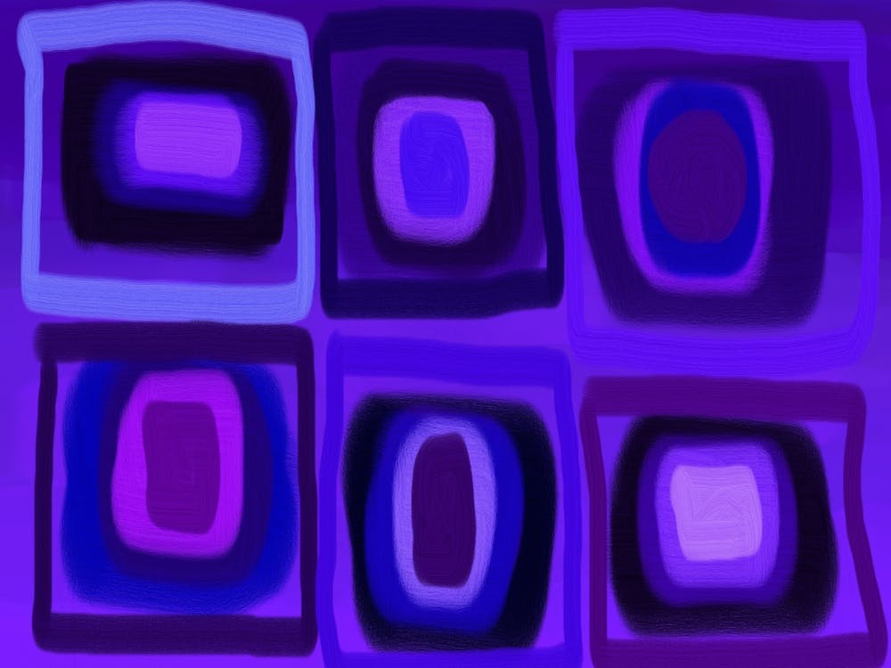 Violets in Blue Windows