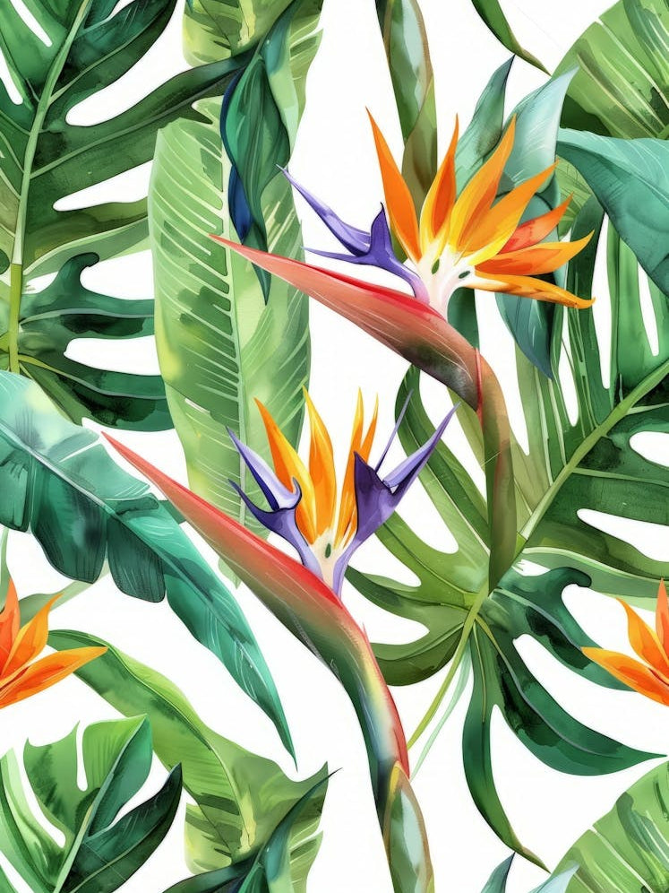 Bird Of Paradise Seamless Pattern 1