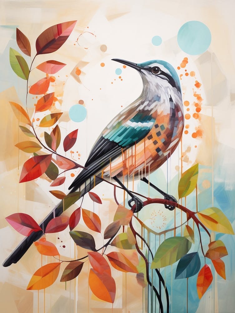Bird Painting Collage Mockingbird 1