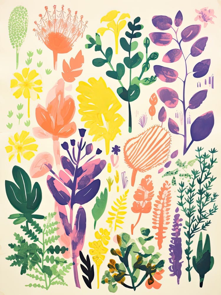Farbenfroher Botanischer Risograph-Stil 42